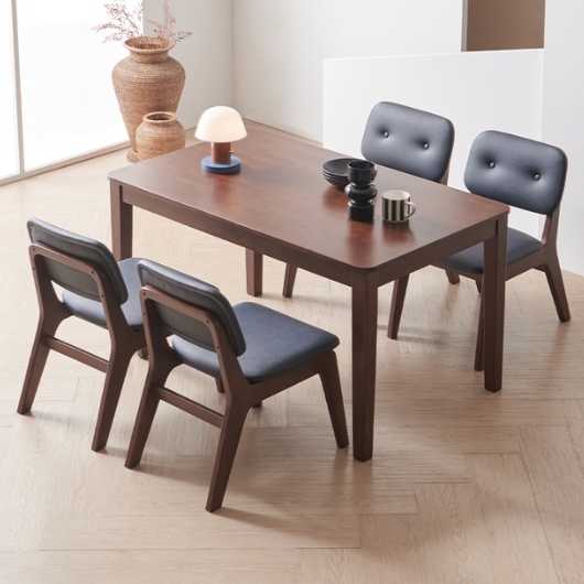 라로퍼니처 노엘 고무나무 원목 낮은 식탁 1250 (의자4개)_이미지