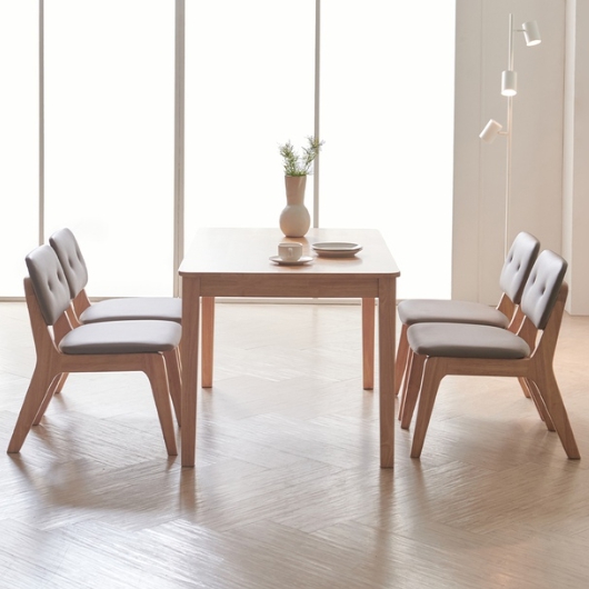 라로퍼니처 노엘 고무나무 원목 낮은 식탁 1250 (의자4개)_이미지