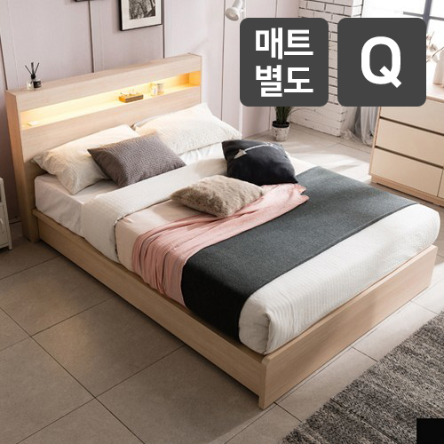 장인가구 루나 평상형 LED침대 Q (매트별도)