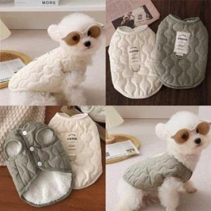 ONM 깔깔이 퀼팅 강아지 고양이 링 하네스 단추 조끼 41576253