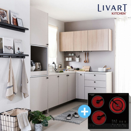 리바트 키친 샤베트 ㄷ자 카운터형+전기쿡탑 (~5.2m)