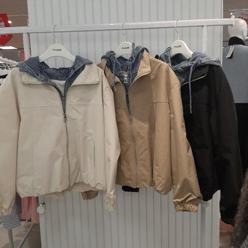 무자크 17 HC17 LGE-243 아이보리 여성 봄 가을 후드 점퍼_이미지