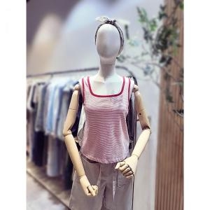 지엔코 써스데이아일랜드 배색 파이핑 슬리브리스 티셔츠 T234MSL232W