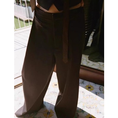 자라 10Y10214 여자신상 스트라이프 정장바지 캐주얼 와이드핏팬츠 기본 S