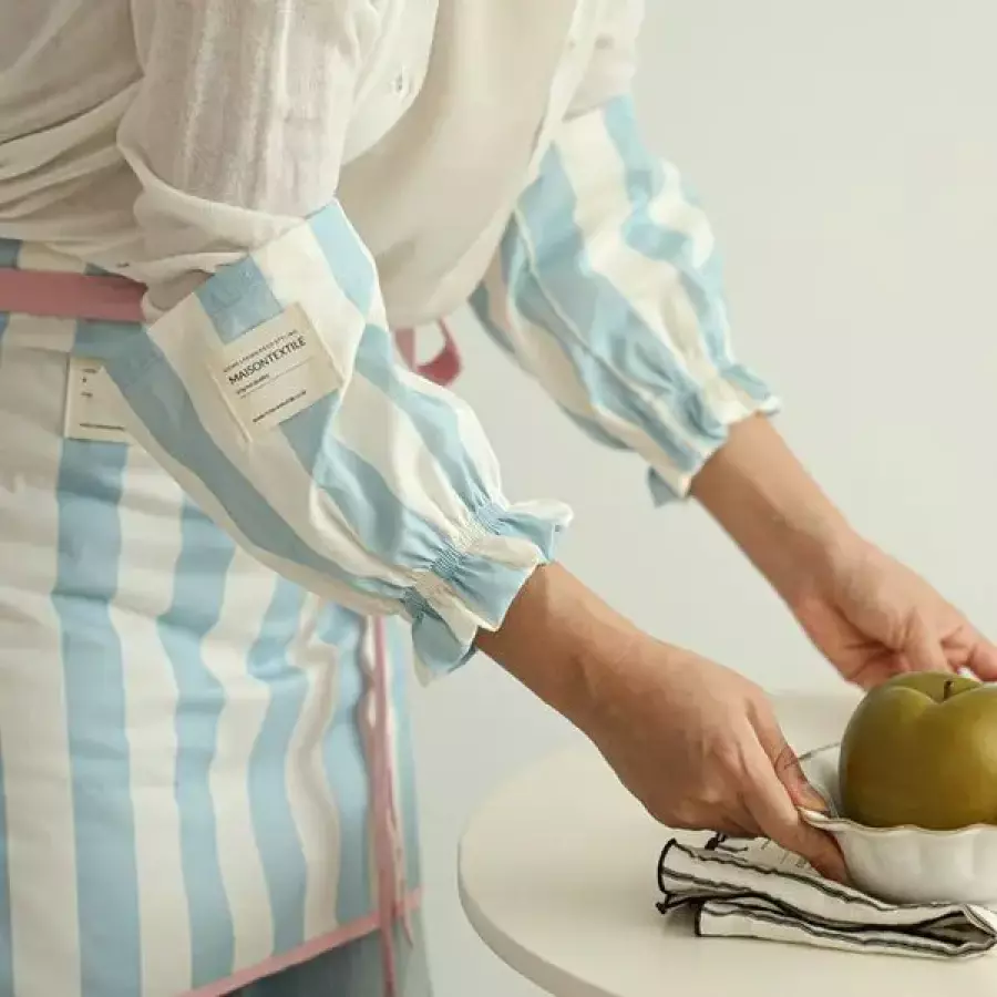 메종텍스타일 캔디소다 40수순면 스트라이프 앞치마 팔토시세트_이미지