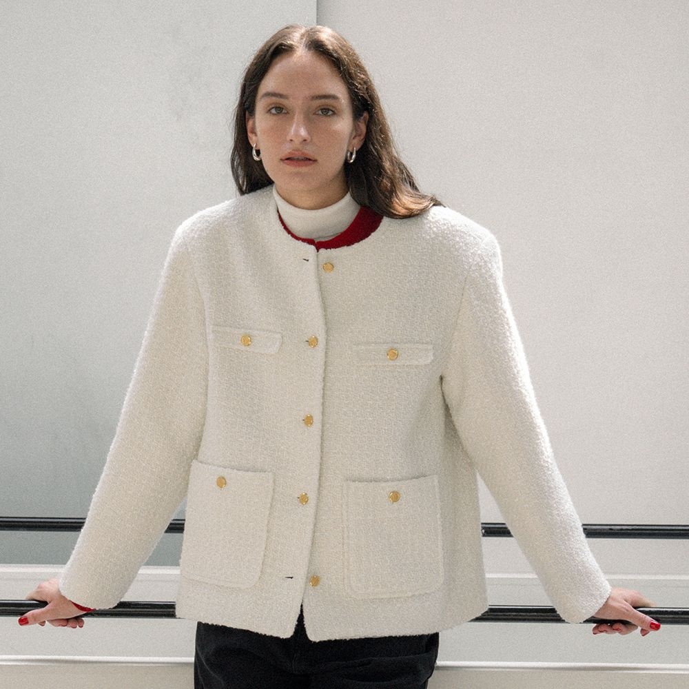 시야쥬 SI-OT4114 캐서린 오버핏 트위드 자켓_Black_이미지