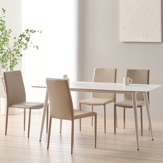 리빙디자인연구소 헤이몰리 페레 세라믹 사각 식탁 1600 (로지의자4개)