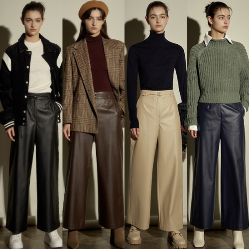 리오벨 NEW Faux레더 세미와이드팬츠