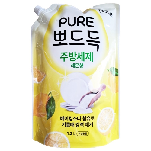 퓨어 뽀드득 주방세제 레몬향 리필 1.2L (2개)_이미지