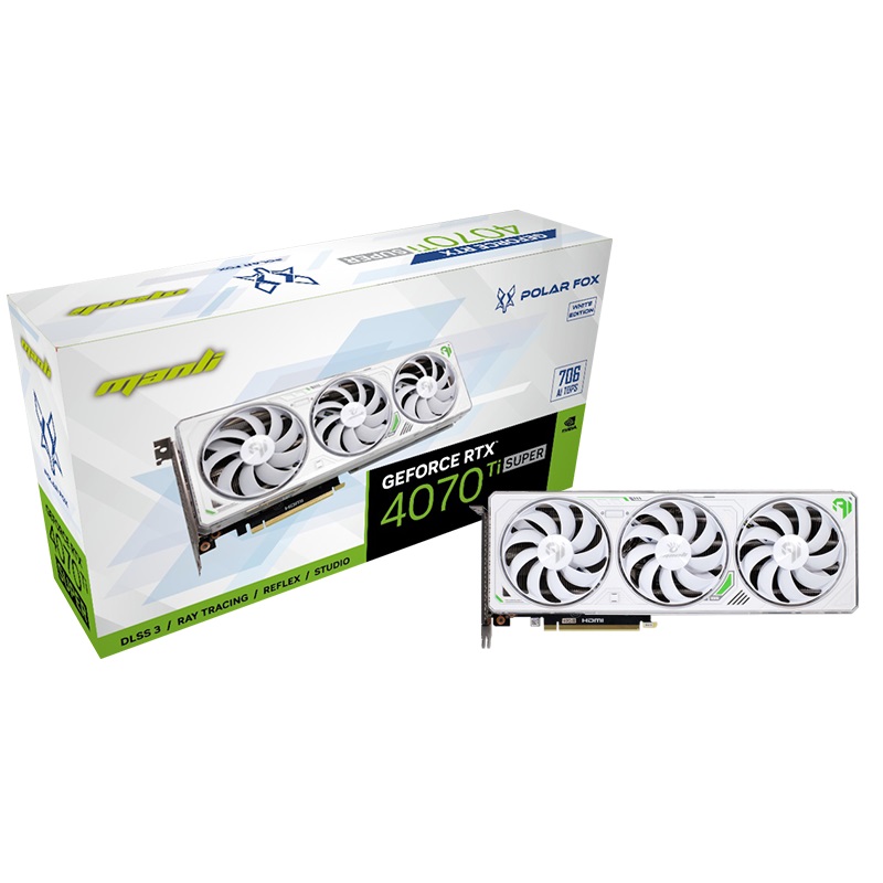 MANLI 지포스 RTX 4070 Ti SUPER Polar Fox D6X 16GB White 대원씨티에스_이미지