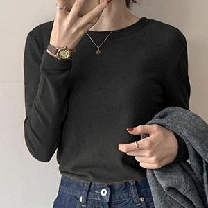  셀러허브 패션 JHMN8RR7_51IB 검정 라운드 긴팔 기모 티셔츠 기본 긴팔티