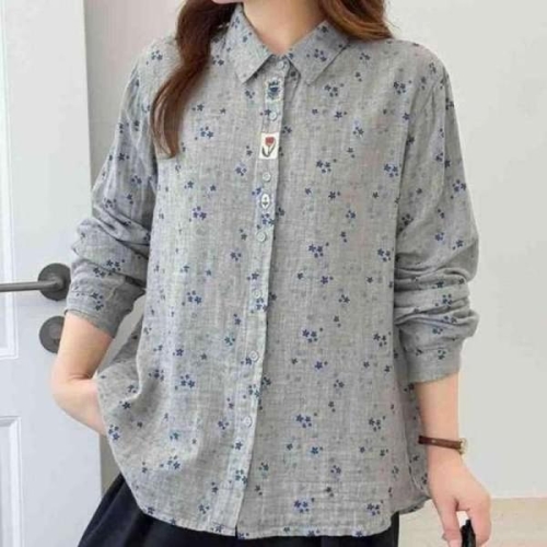 애슬릿 여성 셔츠 블라우스 꽃무늬 거즈면 하객룩 엄마 옷 47588660