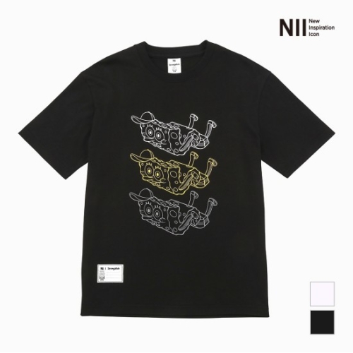 NII NII  NII 공용 스폰지밥 유광프린트 반팔 티셔츠 NNUARWM32P1