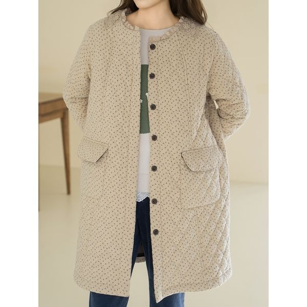 마담4060 엄마옷 데일리 중년여성 내추럴포엠 코트잔꽃누빔라운드-FCO2512022_이미지