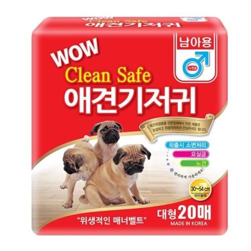 한빛 와우 크린세이프 애견기저귀 남아용 대형 20매 (1개)_이미지