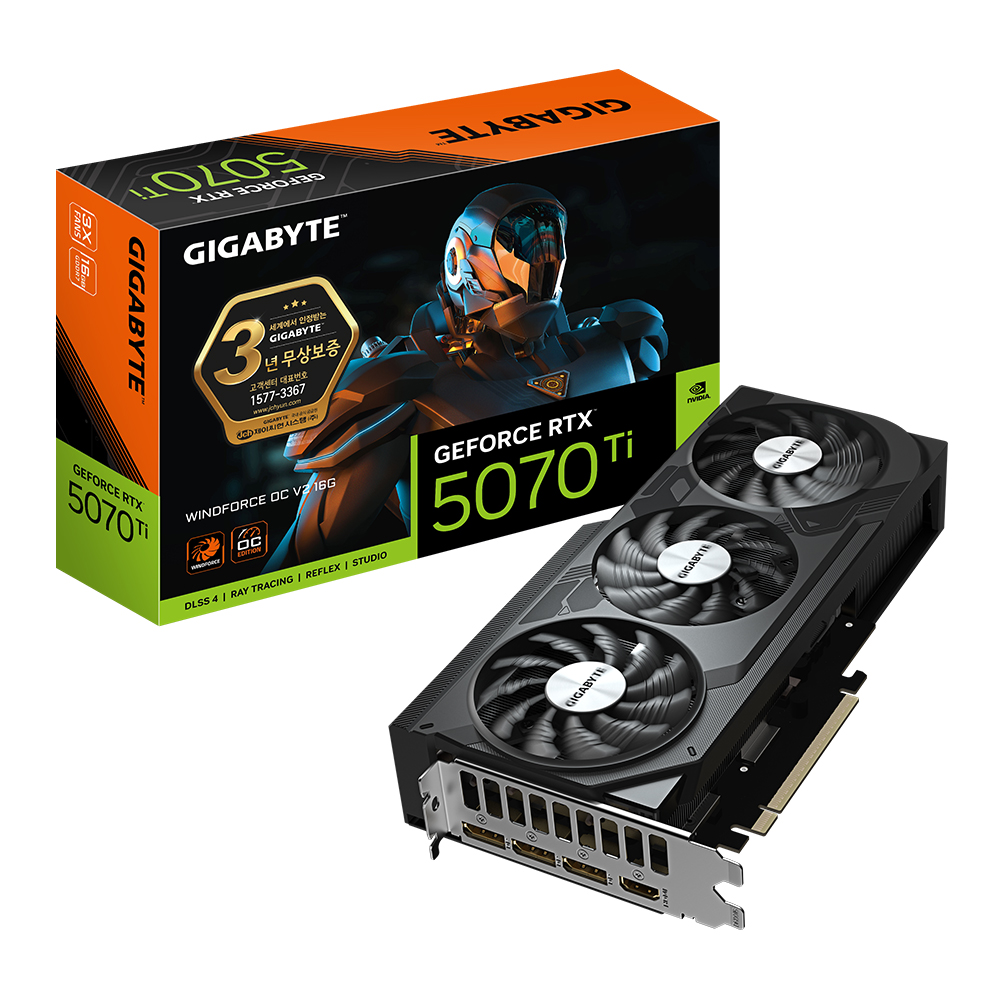 GIGABYTE ������ RTX 5070 Ti WINDFORCE OC V2 D7 16GB ���̾���