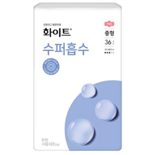 유한킴벌리 화이트 수퍼흡수 중형 36개 (4팩(144개))