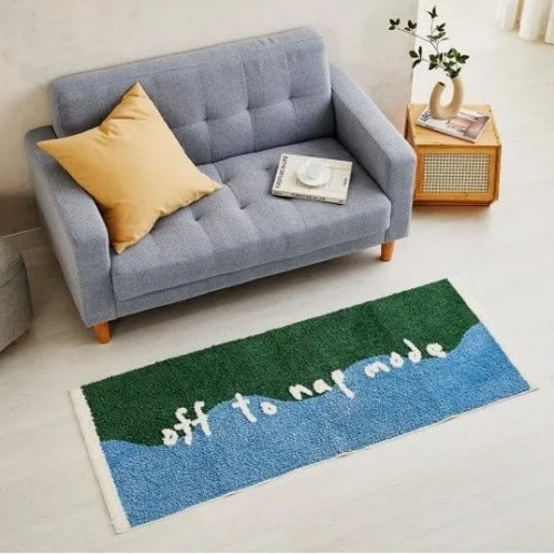모던하우스 터프팅 블루 웨이브 러그 (60x150cm)_이미지