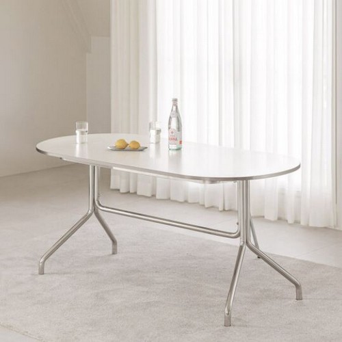 아이엔지홈 로이드 앤조이 HPL 화이트 실버 식탁 1400 (의자별도)_이미지