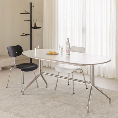 아이엔지홈 로이드 앤조이 HPL 화이트 실버 식탁 1400 (의자별도)_이미지
