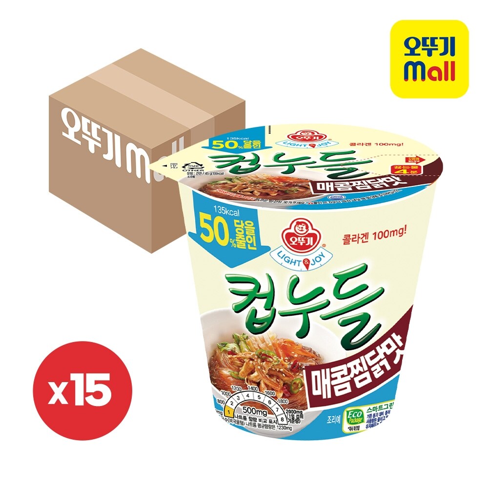 오뚜기 LIGHT&JOY 당을 줄인 컵누들 매콤찜닭맛 45g (15개)_이미지
