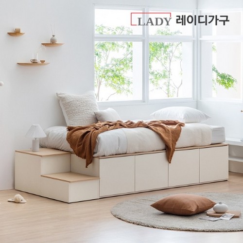 레이디가구 모노 빅 서랍 평상형 수납 침대 SS (독립스프링)_이미지