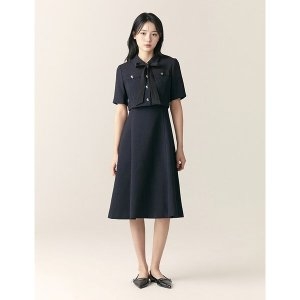 로엠 여성 반팔 조직감 2in1 원피스_RMOWF24R16_이미지