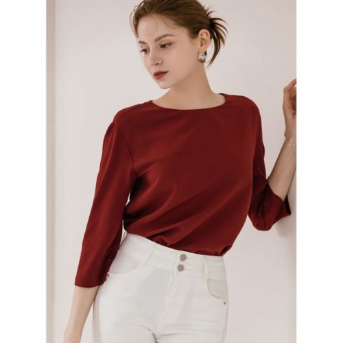 실키 터치 모달 라운드넥 7부 티셔츠 395842