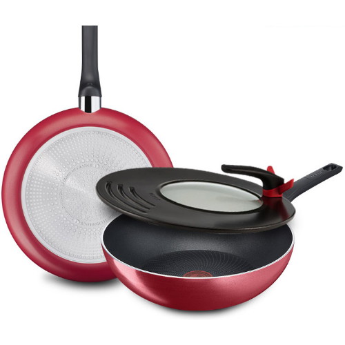 테팔 ㅤ인덕션 스타트앤쿡 후라이팬 3종세트 (팬32+웍28+멀티뚜껑)_이미지