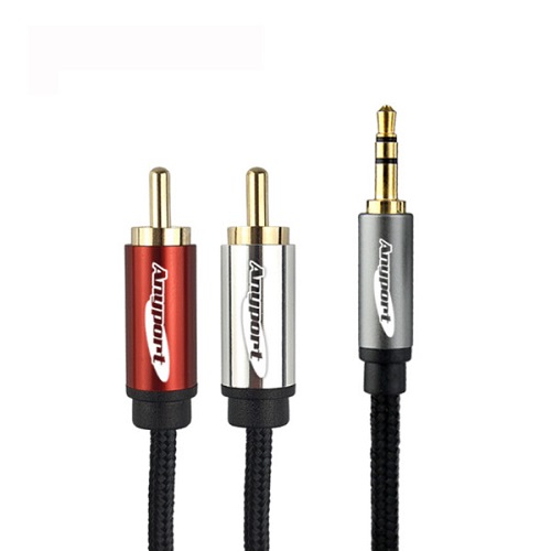 엘디네트웍스 Anyport 3.5mm 스테레오 to 2RCA 메탈 케이블 (5m, AP-2R1ST050M)