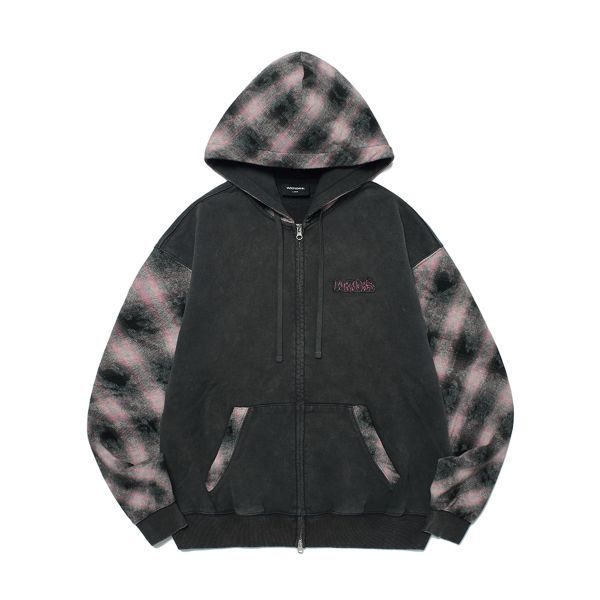 위캔더스 WKNDRS CHECKERED ZIPUP HOODIE CHARCOAL WS2501HZ01CC 885697_이미지