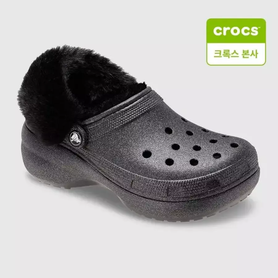 크록스 여성 클래식 플랫폼 라인드 글리터 클로그 211922-001_이미지