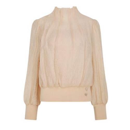 더아이잗컬렉션 턱 디테일 하이넥 블라우스 CS2B0BL231