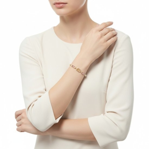 발렌티노 오발렛 메탈 AMP 크리스탈 팔찌 8W2J0BH8 QVS BUK