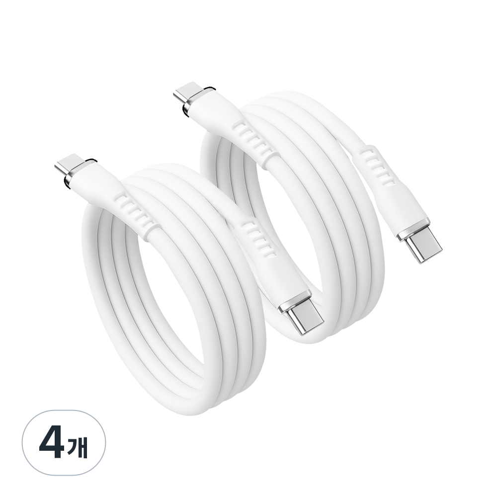 쿠팡 홈플래닛 PD 100W C to C타입 소프트터치 실리콘 꼬임방지 케이블 (1.5m, 4개)