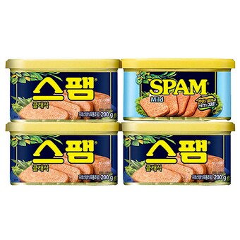 CJ제일제당 <b>스팸</b> 클래식 <b>200g</b> 3개 + <b>스팸</b> 25% 라이트 <b>200g</b> 1개