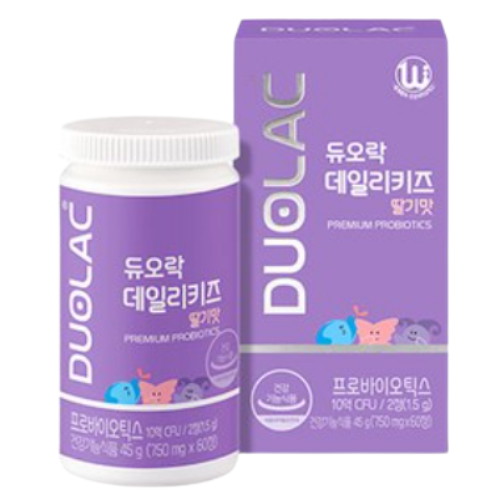 듀오락 데일리 키즈 프로바이오틱스 딸기맛 60정 (1개)_이미지