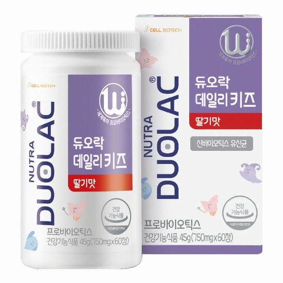듀오락 데일리 키즈 프로바이오틱스 딸기맛 60정 (1개)_이미지