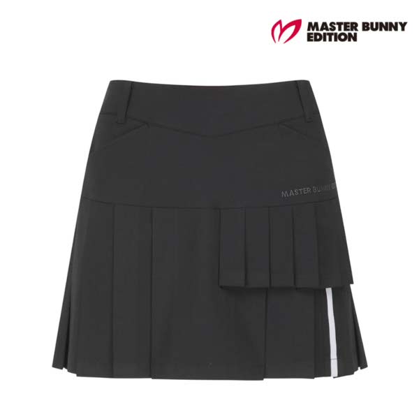 마스터바니에디션 백 밴딩 플리츠 플랩 큐롯 스커트 421F1PC213_BK