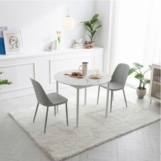 리바트 로티르 마블 원형 식탁 1000 (PP의자2개)_이미지