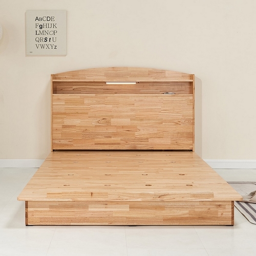 인우드 메리오 평상형 참죽 원목 LED침대 LK (매트별도)_이미지