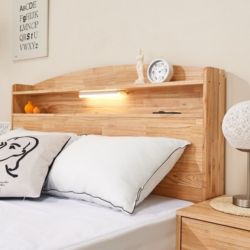 인우드 메리오 평상형 참죽 원목 LED침대 LK (매트별도)_이미지