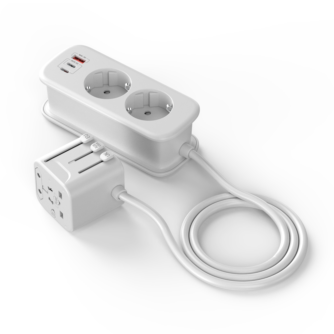 넥스트유 플러온 2구 M1 올인원 해외여행용 멀티탭_이미지