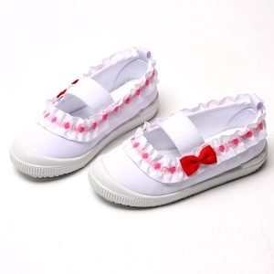  나린키즈 연핑크레이스 빨강진주리본 실내화 여아