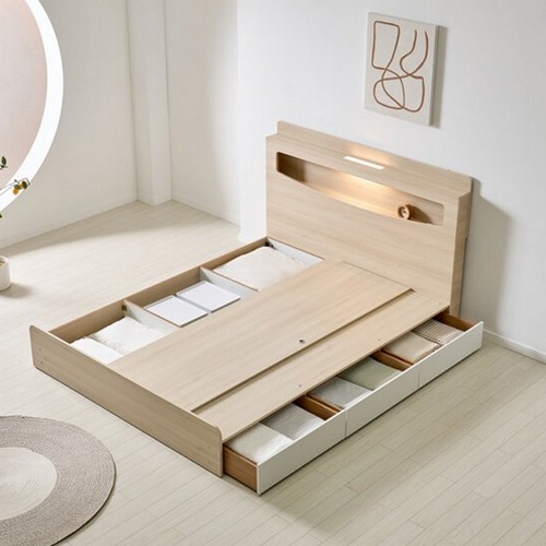 트리플 소피아 서랍형 수납 LED침대 Q (독립스프링)_이미지