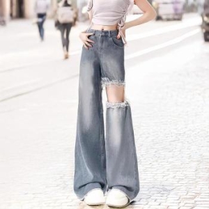 셀러허브 여성 청바지 핏 레이스 패치 펀칭 빈티지 S33503485_이미지