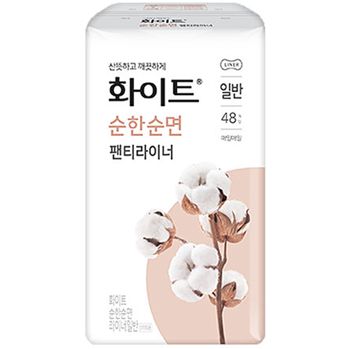 유한킴벌리 화이트 순한순면 팬티라이너 일반 48개 (3팩(144개))