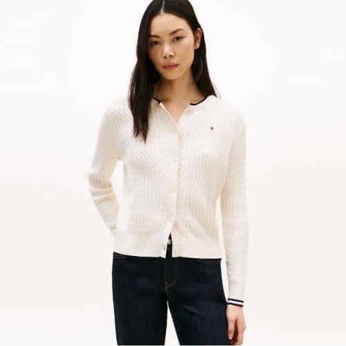 타미힐피거 여성 미니 케이블 티핑 가디건 T22G0KCD030WT20AK