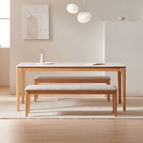 삼익가구 루나 통세라믹 원목 식탁 1800 (벤치2개)_이미지