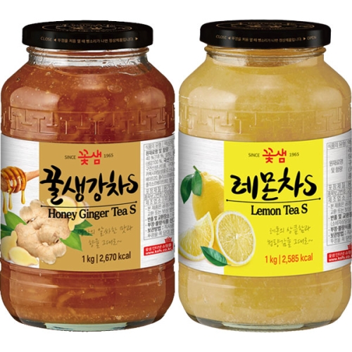 꽃샘식품 꽃샘 꿀생강차S 1kg+레몬차S 1kg 1000g_이미지